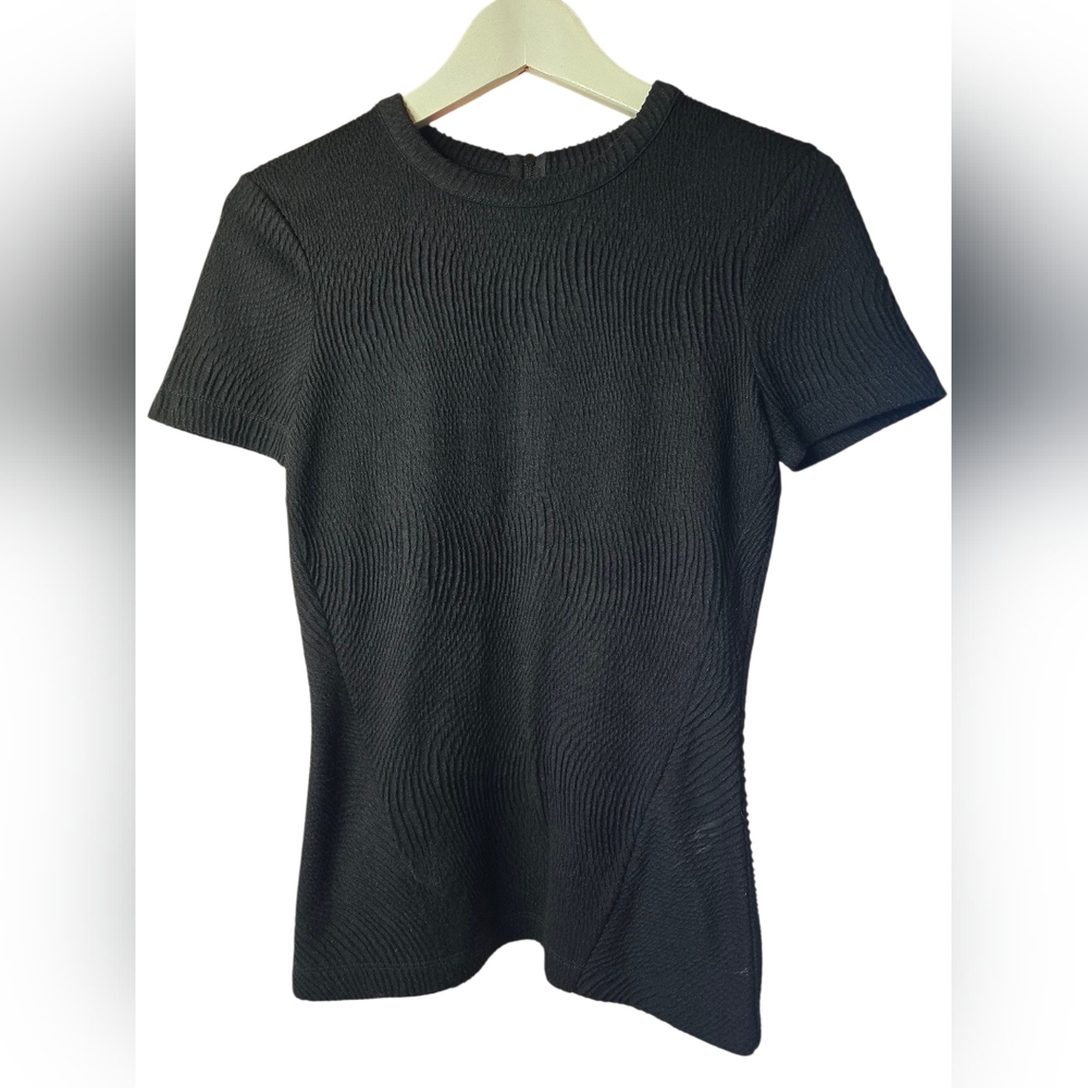 Rag &‎ Bone Textured Stretchy Short Sleeve Shirt Zipper XS Black